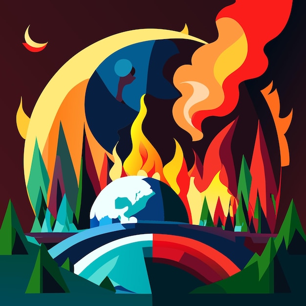 Concepto del Día Mundial del Medio Ambiente Planet Inferno