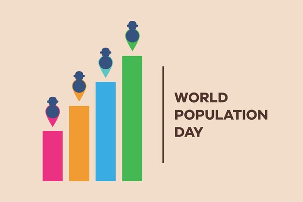 Concepto del día mundial de la población Ilustración de vector plano de color