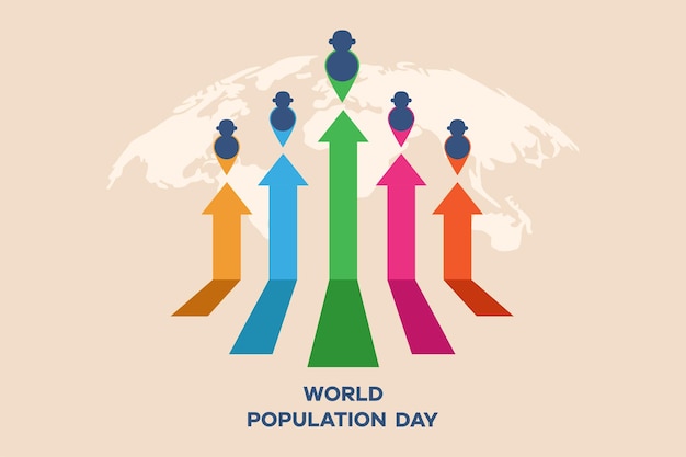 Concepto del día mundial de la población Ilustración de vector plano de color