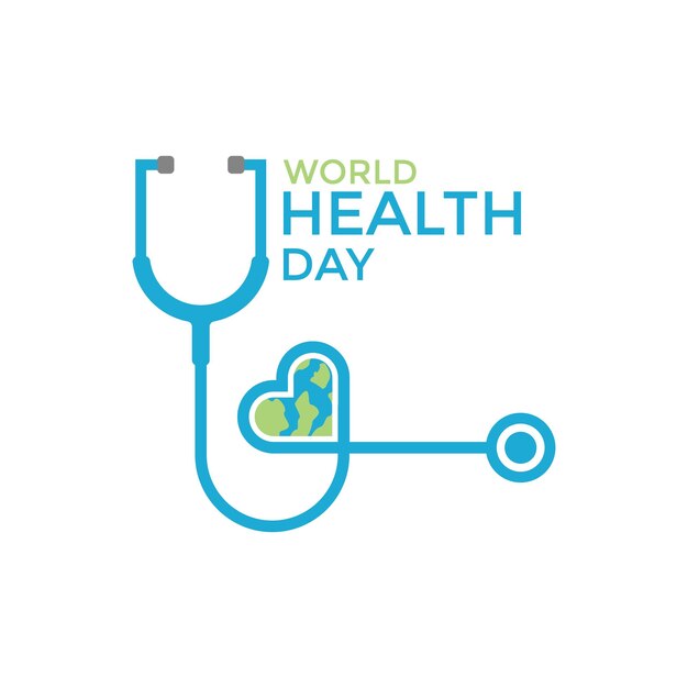 Concepto del Día Mundial de la Salud Diseño de corazón y estetoscopio para el día de la salud Atención médica mundial