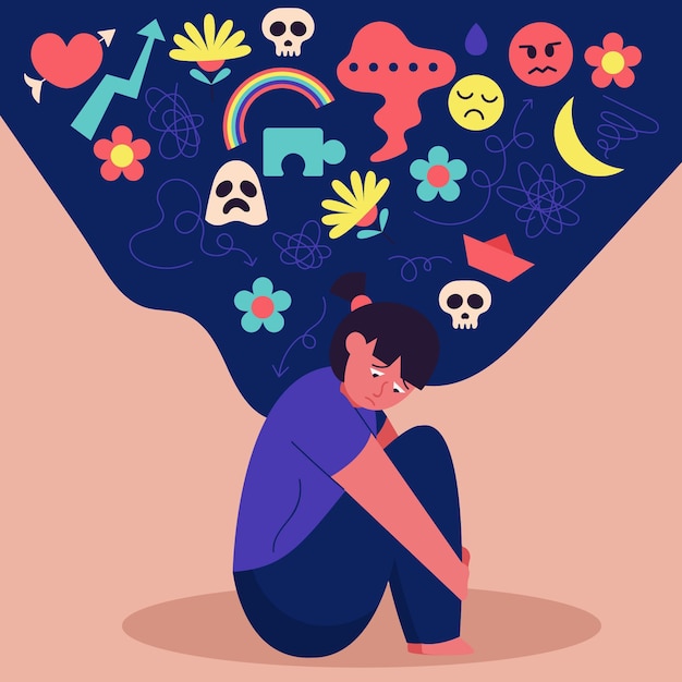 Concepto de día mundial de la salud mental de diseño plano