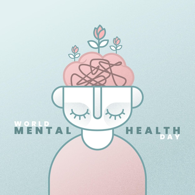 Concepto de día mundial de la salud mental de diseño plano