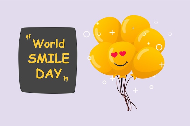 Concepto del día mundial de la sonrisa Ilustración de vector plano coloreado aislado