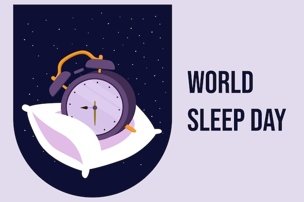 Concepto del día mundial del sueño Ilustración de vector plano coloreado aislado