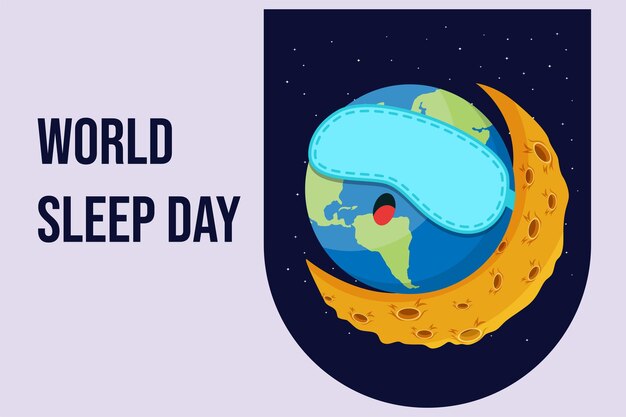 Concepto del día mundial del sueño Ilustración de vector plano coloreado aislado