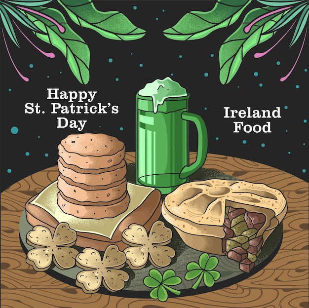 Vector concepto del día de san patricio de la tradición alimentaria de irlanda