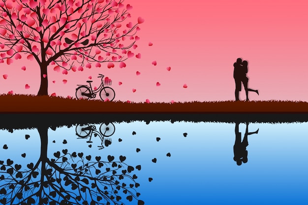 Concepto del día de san valentín, hombres y mujeres se unen para expresar amor. ilustración del vector del arte de papel rosado.