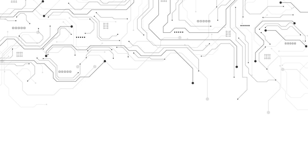 Concepto de diagrama de circuito negro de tecnología Sistema de conexión de placa de circuito de alta tecnología Tecnología abstracta de vector sobre fondo blanco