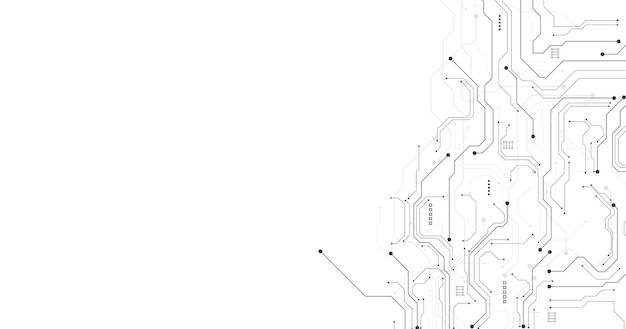 Concepto de diagrama de circuito negro de tecnología Sistema de conexión de placa de circuito de alta tecnología Tecnología abstracta de vector sobre fondo blanco
