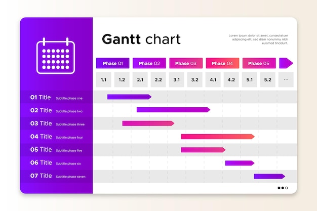 Vector concepto de diagrama de gantt degradado