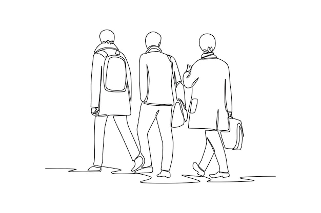 Concepto de dibujo continuo de una línea de una multitud de personas felices al aire libre Ilustración gráfica vectorial de diseño de dibujo de una sola línea