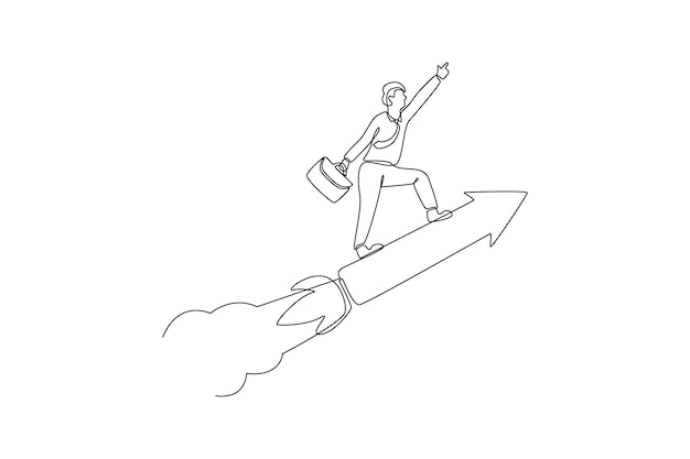 Concepto de dibujo de una sola línea de aumento de la productividad Ilustración de vector gráfico de diseño de dibujo de línea continua