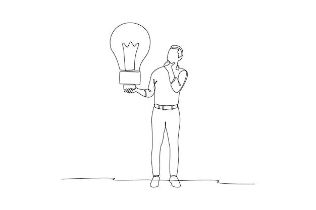 Concepto de dibujo de una sola línea para encontrar ideas brillantes Ilustración de vector gráfico de diseño de dibujo de línea continua