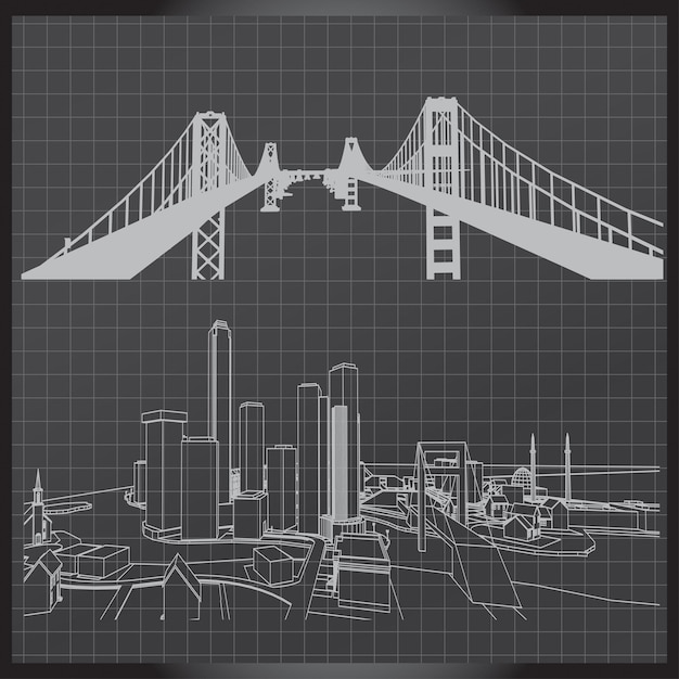 Concepto de dibujo de vector de edificio de construcción