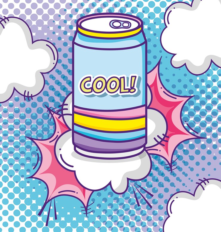 Vector concepto de dibujos animados bebida pop art