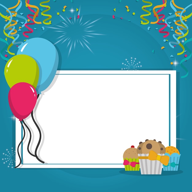 Concepto de dibujos animados de elementos de celebración de cumpleaños