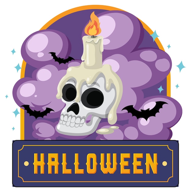 Concepto de dibujos animados de logotipo de texto de feliz Halloween