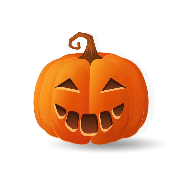 Vector concepto de dibujos animados de vacaciones de calabaza naranja de miedo de halloween