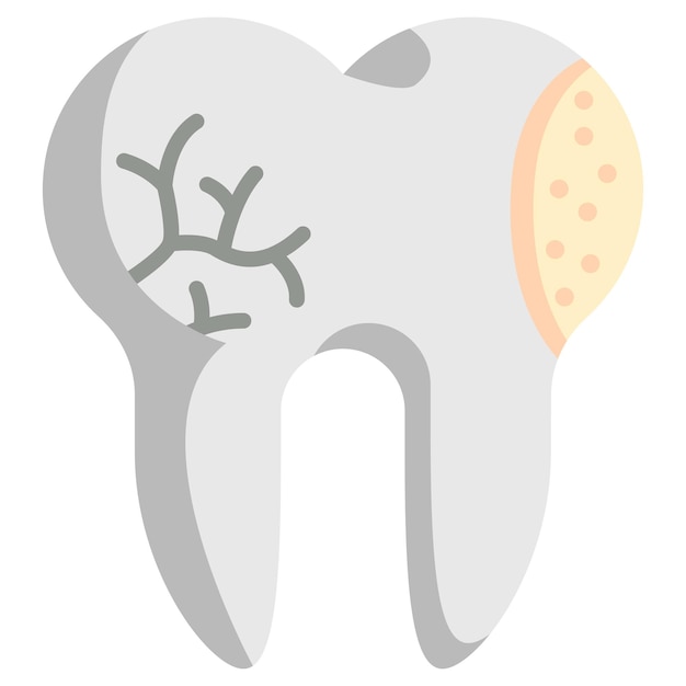 Concepto de dientes agrietados diseño de vector de diente dañado o malo símbolo de odontología signo de cuidado de la salud dental