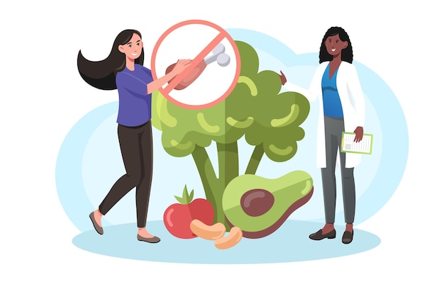Concepto de dieta vegana a base de vegetales