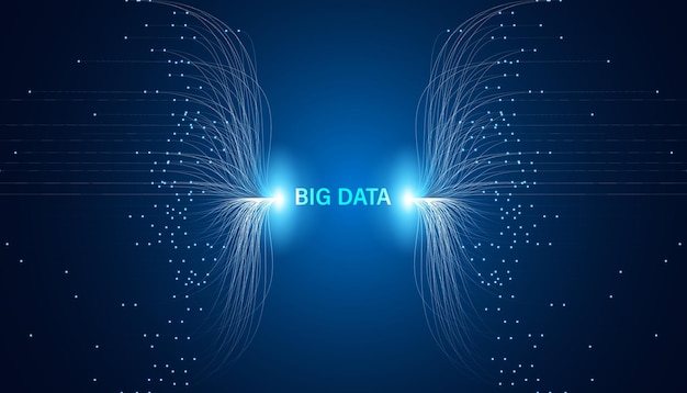 El concepto digital big data es una recolección de datos agitada Procesamiento y análisis de datos en un hermoso fondo futurista