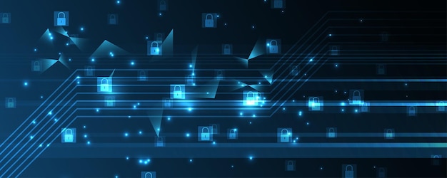 Concepto digital cibernético de seguridad de candado Fondo de tecnología abstracta proteger ilustración de vector de innovación del sistema