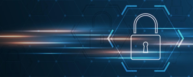 Concepto digital cibernético de seguridad de candado Fondo de tecnología abstracta proteger ilustración de vector de innovación del sistema