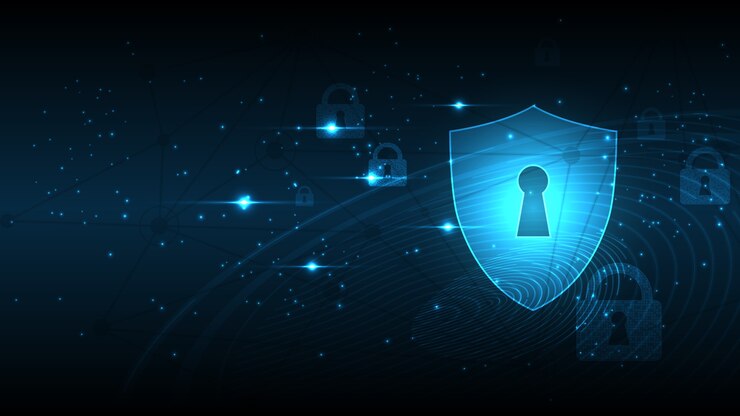 Vector concepto digital cibernético de seguridad de candado