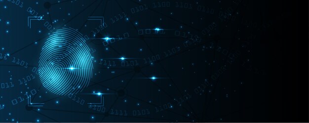 Concepto digital cibernético de seguridad escaneo de huellas dactilares Fondo de tecnología abstracta proteger la innovación del sistema