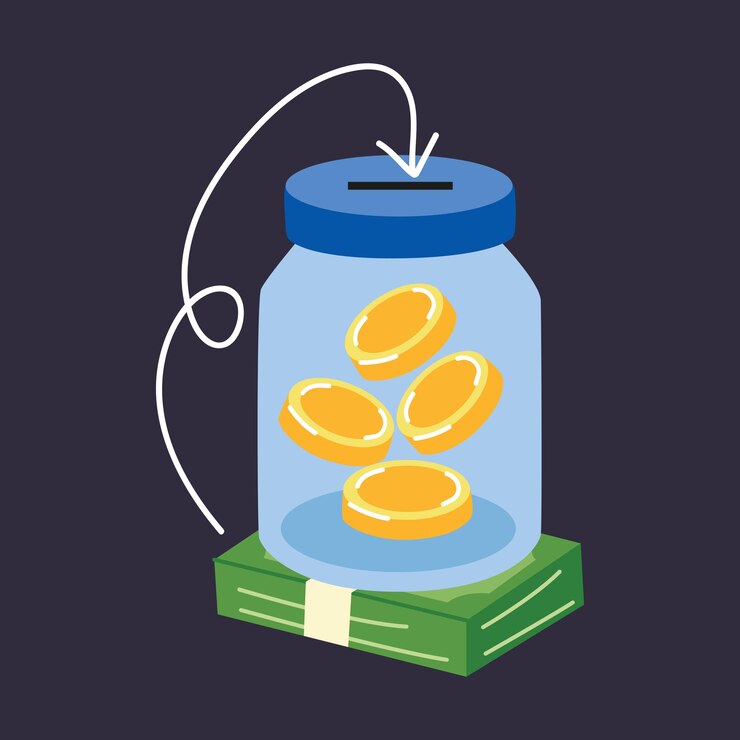 Vector concepto de dinero y finanzas piggy bank con monedas de oro seguro con dinero análisis de negocios