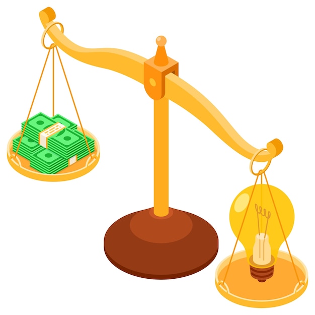 Concepto de dinero por Idea con escalas
