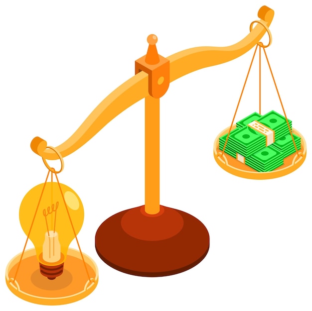 Concepto de dinero por Idea con escalas