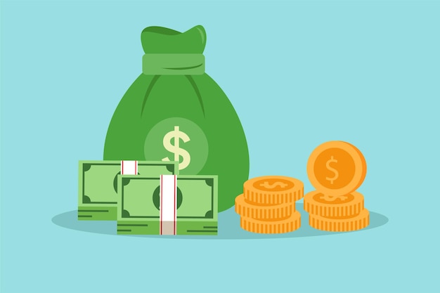 Concepto de dinero Ilustración vectorial plana de colores aislada