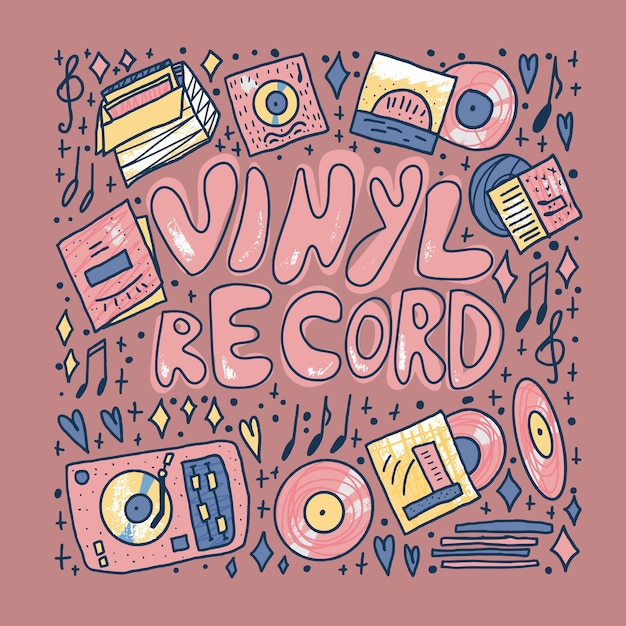 Concepto de disco de vinilo Ilustración en color vectorial