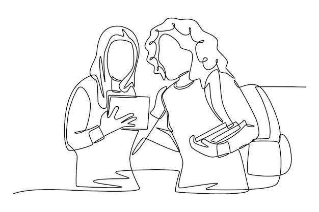 Concepto de discusión de los estudiantes dibujo en línea