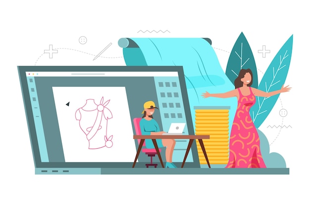 Concepto de diseñador de moda dibujado