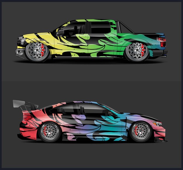 Concepto de diseño de calcomanía de envoltura de coche Fondo de grunge abstracto para vehículos de envoltura