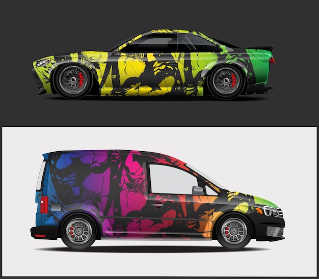 Concepto de diseño de calcomanía de envoltura de coche Fondo de grunge abstracto para vehículos de envoltura