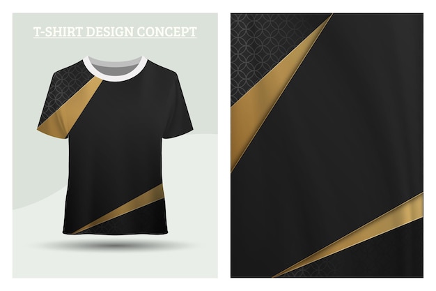 Concepto de diseño de camisa abstracta negra a rayas doradas