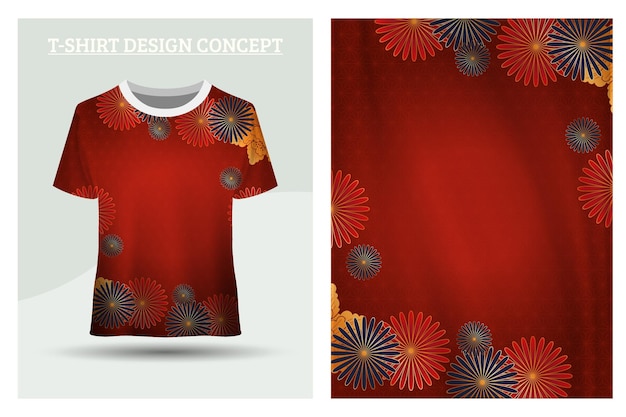 Concepto de diseño de camisa roja con estilo tradicional chino