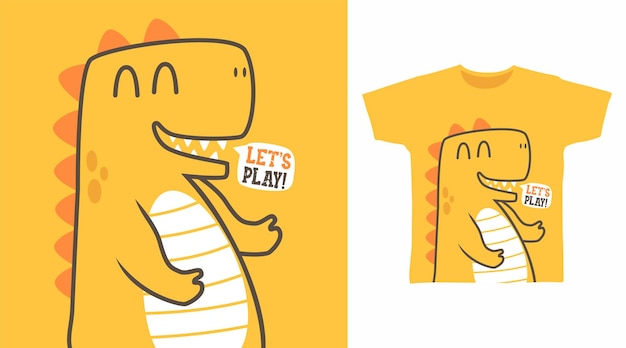 Concepto de diseño de camiseta de dibujos animados de dinosaurios