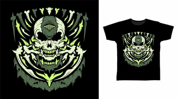 Concepto de diseño de camiseta de guerrero de la muerte