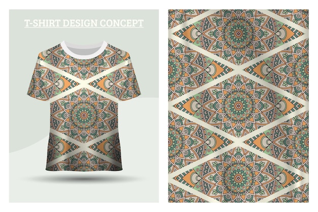 Vector el concepto de un diseño de camiseta con patrón de mandala adecuado para usted como diseñador de ropa, impresión, etc. este diseño es fácil de usar con archivos vectoriales