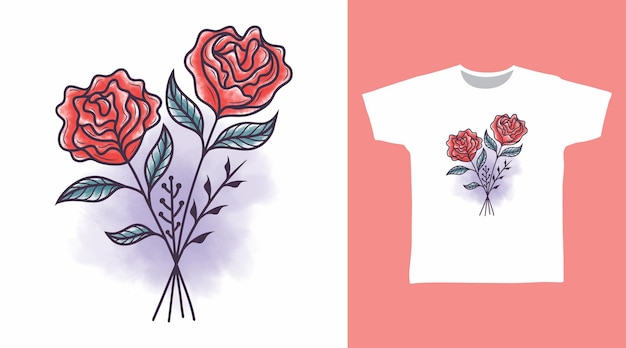 Concepto de diseño de camiseta y ropa dibujada a mano de rosses