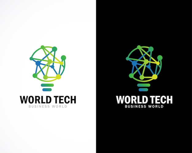 Concepto de diseño creativo de logotipo de bombilla de ciencia de innovación creativa de logotipo de tecnología mundial