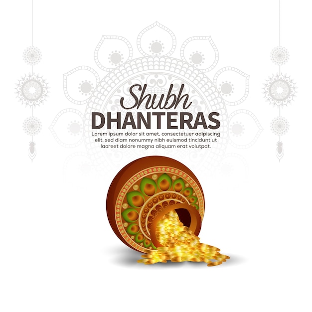 Concepto de diseño creativo de tarjeta de felicitación feliz dhanteras