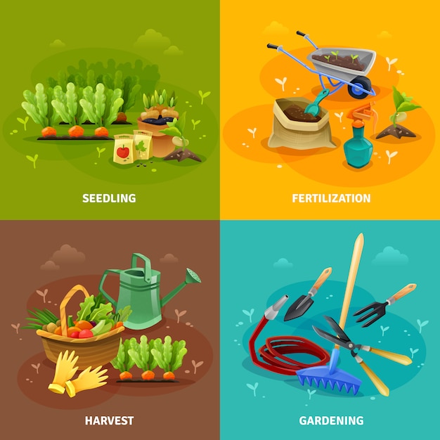 Concepto de diseño de elementos de jardinería