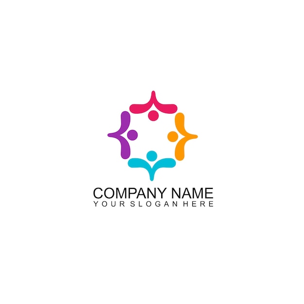 Concepto de diseño de emblema de vector de diseño de plantilla de logotipo de cuidado de personas
