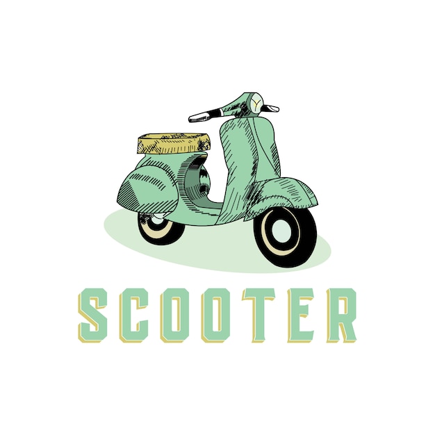 Vector concepto de diseño de estilo vintage de scooter