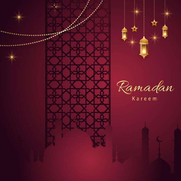 Concepto de diseño de fondo de ramadan kareem con ilustración